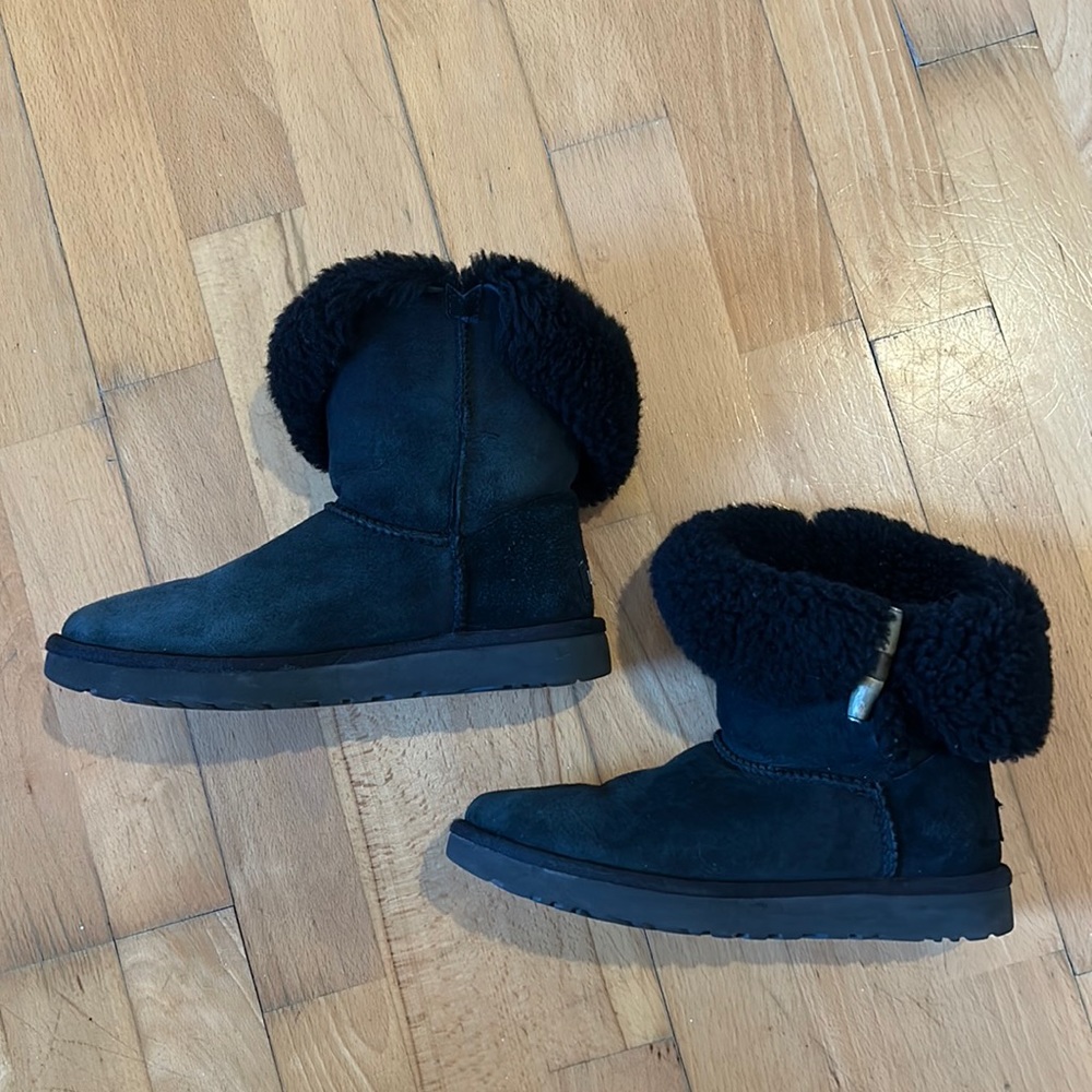 UGG black leather boots Womens 8